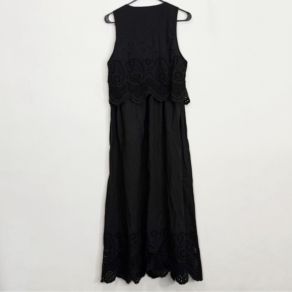 Cleobella Julie Organic Cotton Poplin Eyelet Vest GOTS Midi Dress, Black size M - Picture 6 of 10